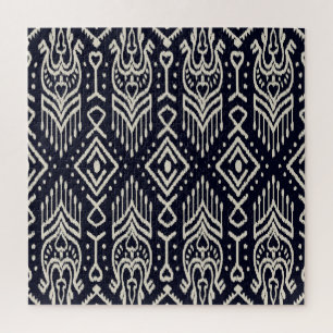 Puzzle Tissu Ikat Brodé : Élégance Ethnique.