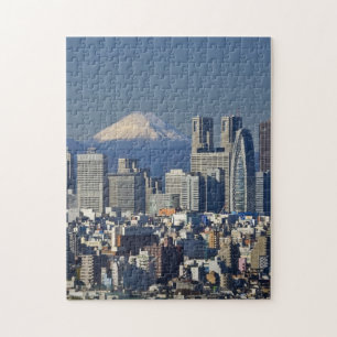Puzzle Tokyo, paysage du district de Shinjuku, mont Fuji