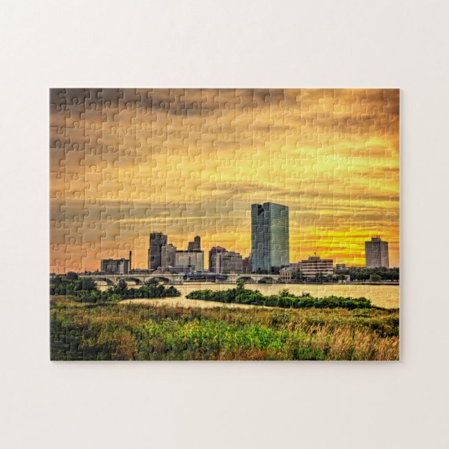 Puzzle Toledo Ohio City Skyline au coucher du soleil (Horizontal)