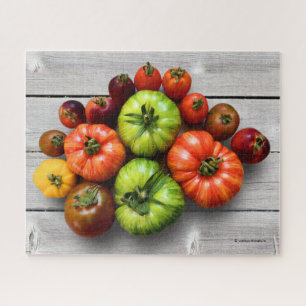 Puzzle Tomates rayées colorées sur la table Patinée