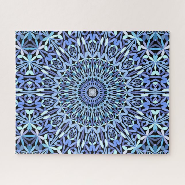 Puzzle Tons Abstraits de bleu Floral Mandala Motif (Horizontal)