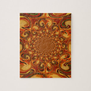 Puzzle Tons Abstraits orange, marron et vert