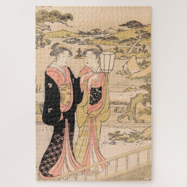 Puzzle Torii Kiyonaga Deux femmes dans un jardin art japo (Vertical)