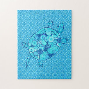 Puzzle Tortue à tortue molle et bleu turquoise