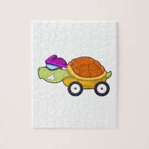 Puzzle Tortue avec coquille comme voiture