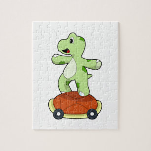 Puzzle Tortue avec coquille en tant que skateboard