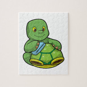 Puzzle Tortue avec coquille et chiffon de nettoyage
