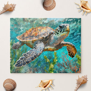 Puzzle Tortue de mer et peinture de corail