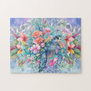 Puzzle Tortue de mer florale