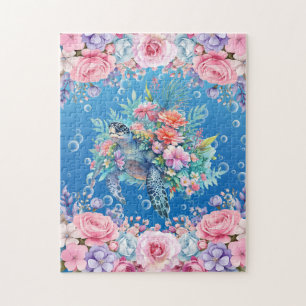 Puzzle Tortue de mer florale