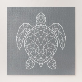 Puzzle Tortue de mer géométrique en fil de fer blanc