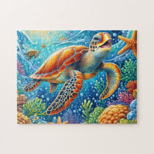 Puzzle Tortue de mer récif océanique