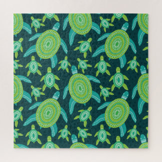 Puzzle Tortues ornementales vertes : motif vintage.