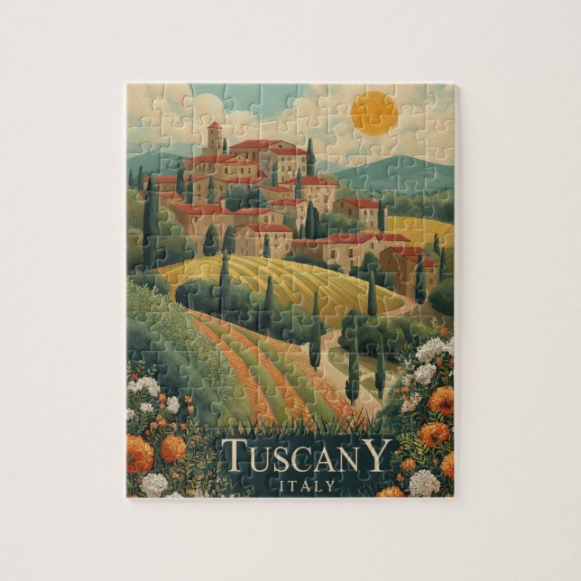 Puzzle Toscane au coucher du soleil - Italie Voyage (Vertical)