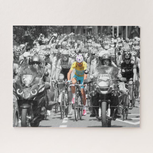 Puzzle Tour de France Jaune Jersey Peloton Course cyclist (Horizontal)