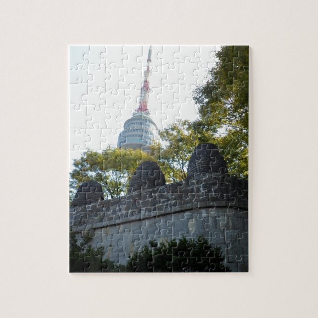 Puzzle Tour de Séoul Namsan par les balises (Vertical)