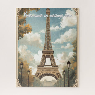 Puzzle Tour Eiffel Paris Voyage Art Rétro Vintage Nom