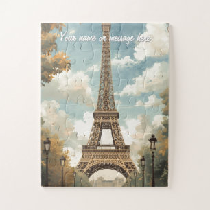 Puzzle Tour Eiffel Paris Voyage Art Rétro Vintage Nom