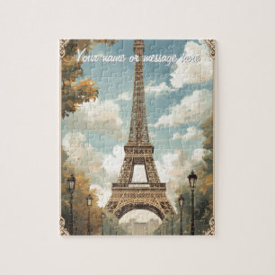 Puzzle Tour Eiffel Paris Voyage Art Rétro Vintage Nom