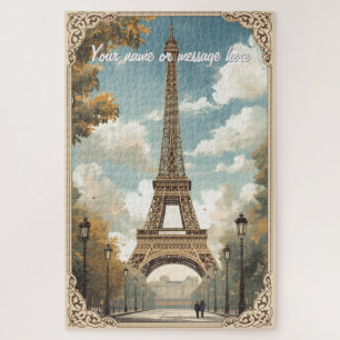 Puzzle Tour Eiffel Paris Voyage Art Rétro Vintage Nom