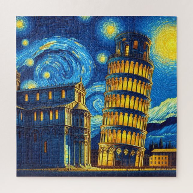 Puzzle Tour Starry Night Leaning De Pise Italie (Vertical)