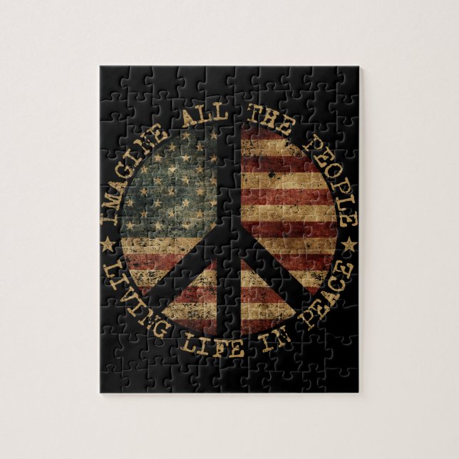 Puzzle Tout Le Peuple Imagine Vivre La Vie En Paix Hippie (Vertical)