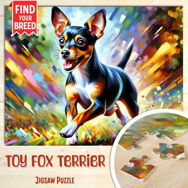 Puzzle Toy Fox Terrier Dog Portrait Acrylique Art Print C (Créateur téléchargé)