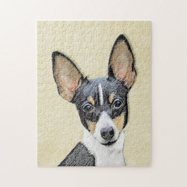 Puzzle Toy Fox Terrier Peinture - Cute Original Chien Art (Vertical)