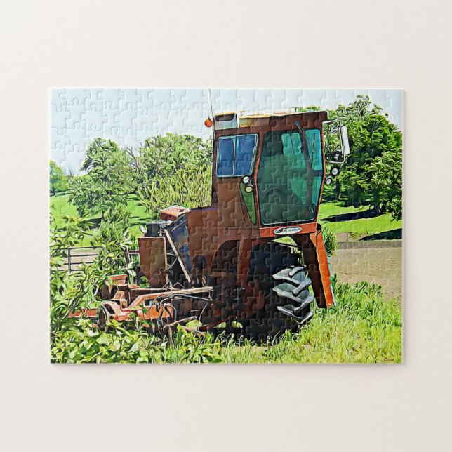 Puzzle Tracteur orange sur la ferme (Horizontal)