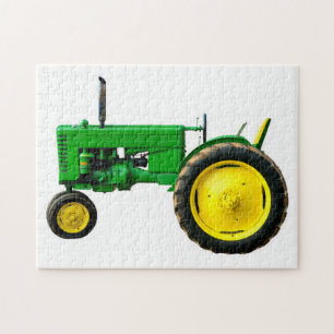 Puzzle tracteur vert vintage restauré