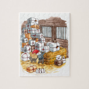 Puzzle Traditional Swedish Tomten Christmas Watercolor 