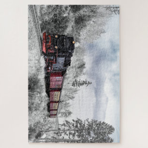 Puzzle Train Locomotive à vapeur traversant la neige