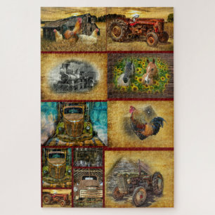 Puzzle Train Tractor Trucks Horses Rooster Hens