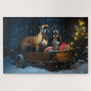 Puzzle Traîneau de Noël Boxer Snowy Décoration de Noël