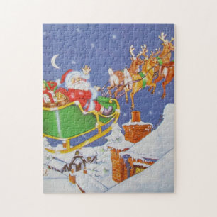 Puzzle Traîneau du Père Noël 11x14 vintage