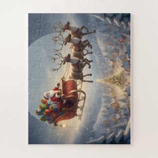 Puzzle Traîneau du Père Noël, Noël 3D, Village d'Hiver, E