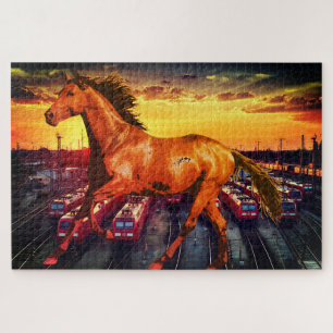 Puzzle Trains Horse Animaux