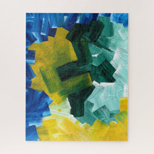 Puzzle Traits de pinceau abstraits bleus, verts et jaunes
