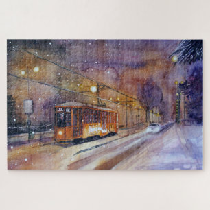 Puzzle tramway et neige