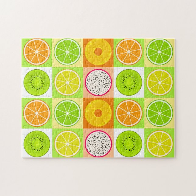 Puzzle Tranches de fruits tropicaux, agrumes, kiwis et dr (Horizontal)