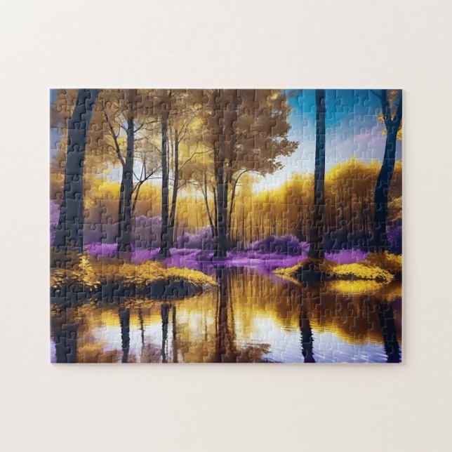 Puzzle Tranquillité de la forêt d'automne d'or (Horizontal)