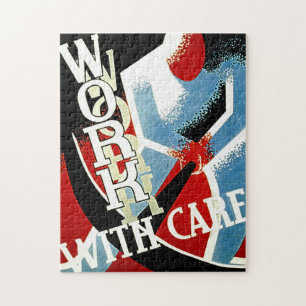 Puzzle Travailler avec soin - Poster WPA de l'ère de la d