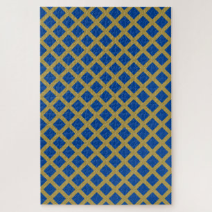 Puzzle treillis bleu or et royal