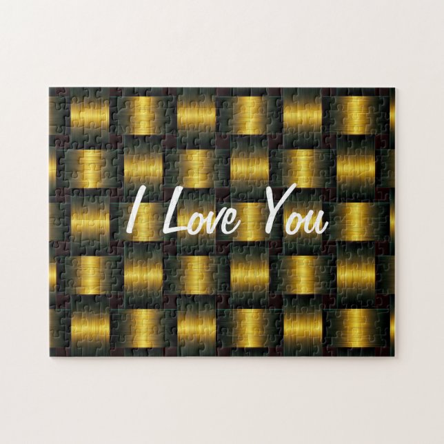 Puzzle Treillis D'Or - Je Vous Aime - Ajouter Votre Texte (Horizontal)