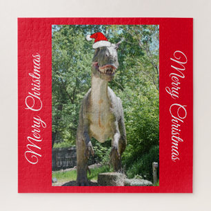 Puzzle TREX Dino saur portant un Casquette du Père Noël
