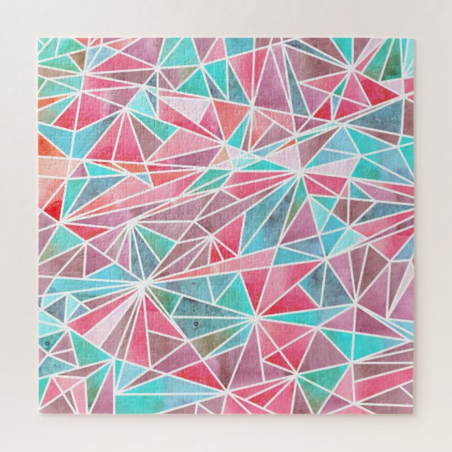 Puzzle Triangles aquarelle, mosaïque estivale lumineuse. (Vertical)