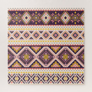 Puzzle Tribal Aztec rayé, motif géométrique.