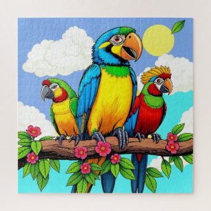 Puzzle Trio de perroquets tropicaux