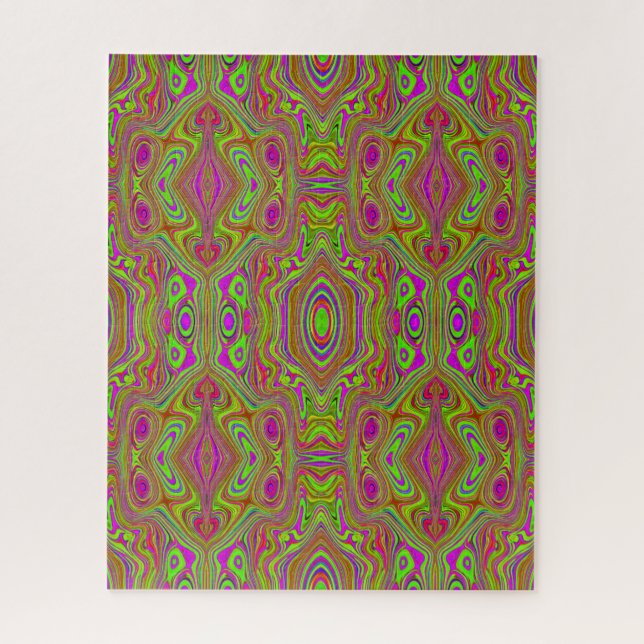 Puzzle Trippy Retro Chartreuse Magenta Motif Abstrait (Vertical)