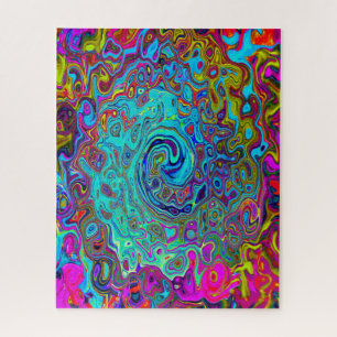 Puzzle Trippy Sky Blue Abstrait Retro Liquid Swirl